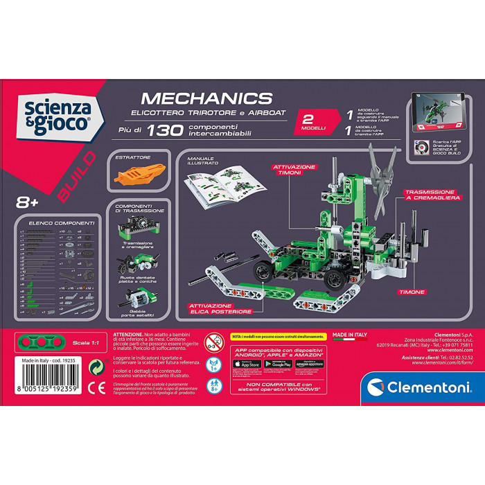 Laboratorio di Meccanica Elicottero Trirotore e Airbot Clementoni