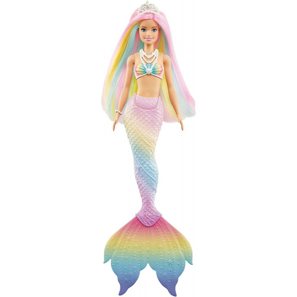 Barbie Bambola Sirena Cambia Colore con Capelli Arcobaleno Mattel GTF89