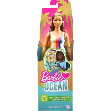Barbie Bambola in Plastica Riciclata Castana con Lunghi Capelli GRB38