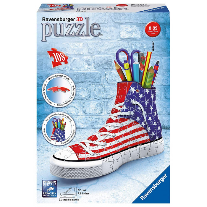 Ravensburger Puzzle 3D Portapenne Sneaker - 112 Pezzi Per Bambini Dagli 8 Anni